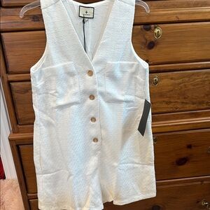 NWT Tuckernuck MYLA Cream Textured Sleeveless ROMPER